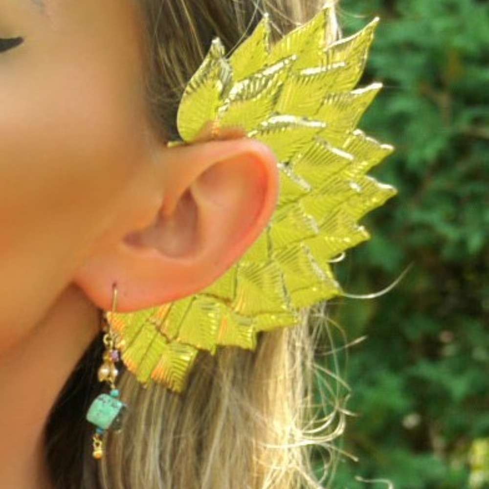 Metal Leaf Greak Goddess Ear Cuff Wrap Earring